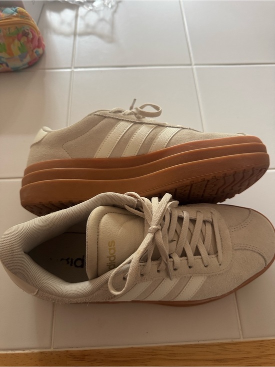 adidas Shoes - adidas Cream Suede Platform Sneakers with Gum Sole